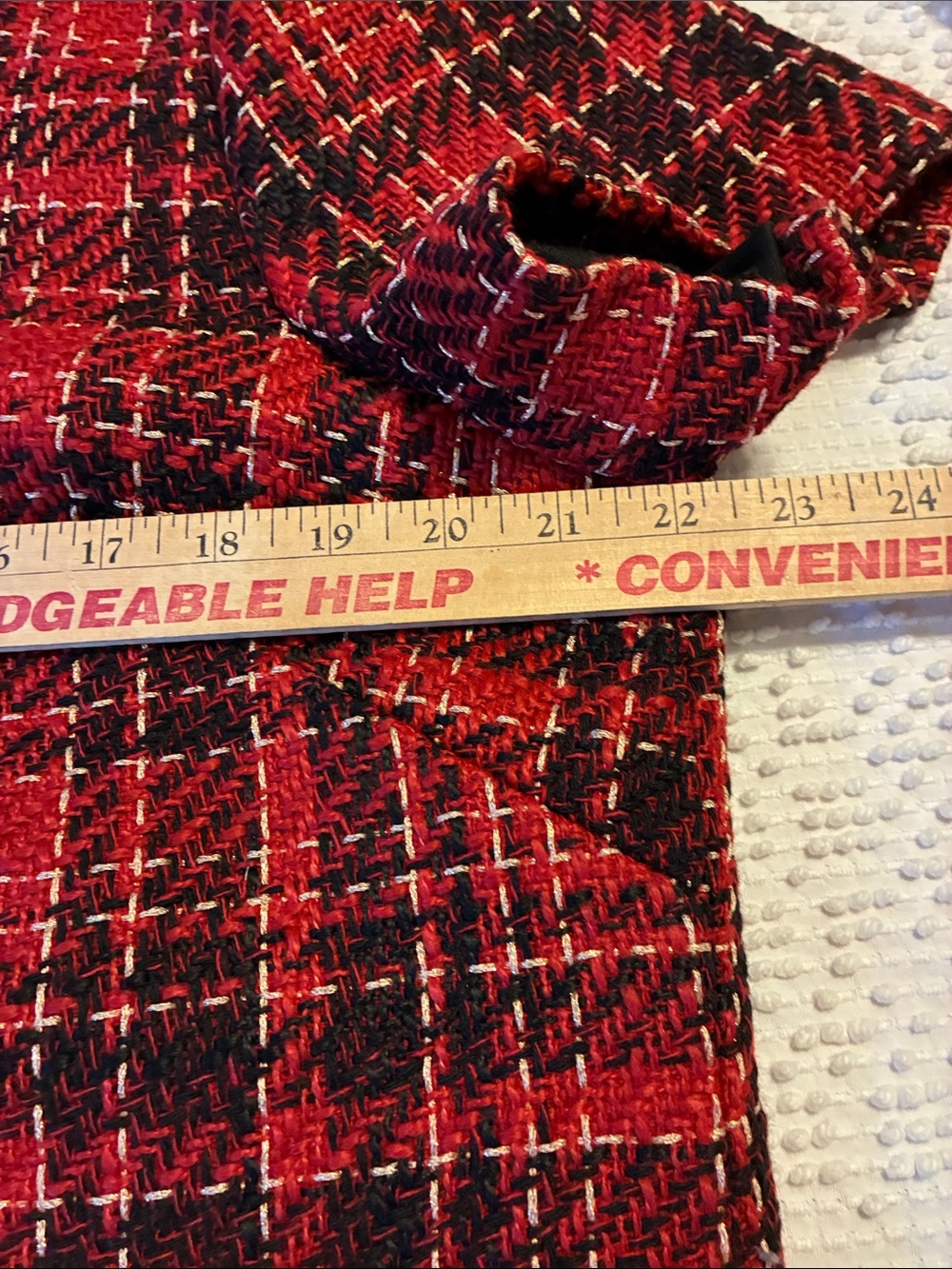 Adrianna Papell Red and Black Plaid Tweed Shift Dress sophisticated, holiday, - Picture 8 of 9